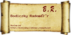 Bodiczky Radomér névjegykártya